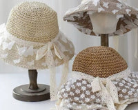 Monaco Cream Rose Ombré Ribbon Bow Straw Hat, Group Wedding and Anniversary Gift Hat, Mother's Day Gift