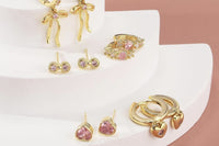 Gold Plated Over Silver CZ Ear Stack Gift Set — 5 Pairs