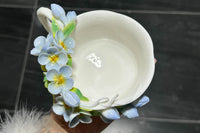 Hand Sculpted Floral Ceramic Art，a one of a kind coffee mug or a handcrafted tea cup.Enjoy with afternoon reading or during teatime.