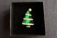 Festive Christmas Brooch Gift Set.Holiday Collection with Tree, Hat, Gloves and Reindeer in Gift Box