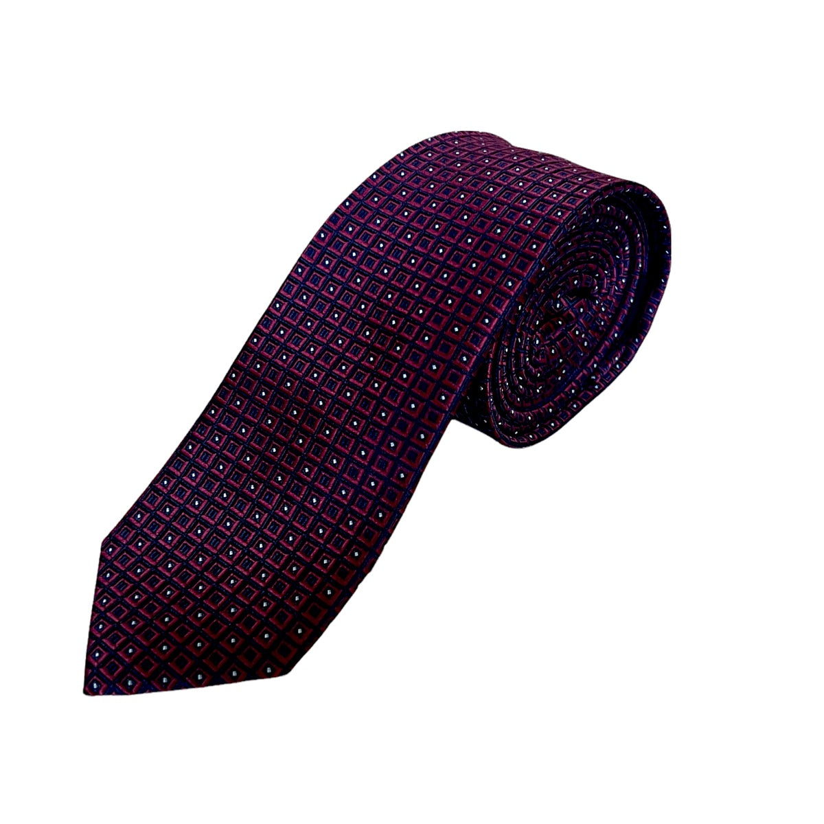 Maroon Squares Skinny Tie