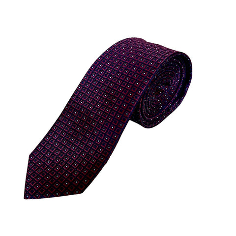 Maroon Squares Skinny Tie