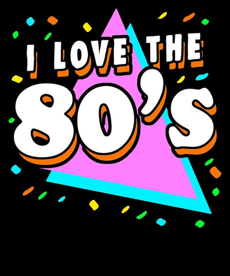 Colorful graphic featuring the text "I Love The 80s" with a retro design, representing the I Love The 80s Amazing Mystery Box