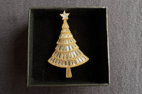 Festive Christmas Brooch Gift Set.Holiday Collection with Tree, Hat, Gloves and Reindeer in Gift Box