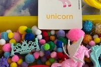 Kinetic sand
Hands on play, playdough
unicorn fun
learn and grow
skill builders 
learn about letters and numbers
sensory bin