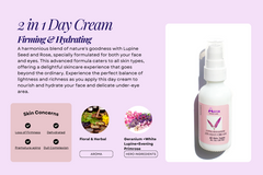Aster Lupine Seed and Rose Day Cream with botanical ingredients for hydrated radiant skin.