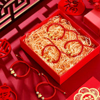2024 Year of the Dragon: Handcrafted Red Bracelets with Golden Dragon Pendant