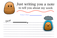 example of custom stationery designed by Quirky Pickle, showing cartoon potatoes and text to fill out date, name, and message to penpal