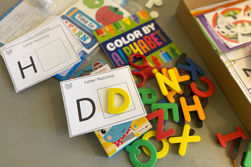 Educational monthly learning box, Great for preschooler and kindergarten...Learning ABC's. Using crafts, sensory, and visual aids