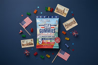 USA Gummies monthly subscription with American-made gummy bears, no artificial dyes, made with real fruit and vegetable colors.
