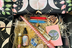 Libra Moon here w ritual candles, Balance & Harmony mirror/ spell work, Anointing Oil, Incense, Venus' crystals, Altar Cloth+ Mini Journal