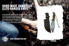 The Damascus Elite Ranger is a high quality hunting knife crafted with high quality Damascus steel, ergonomic design.