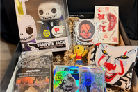 Halloween box with Vampire Jack Funko, IT Pennywise socks, Halloween Fairy lights and Halloween Stickers