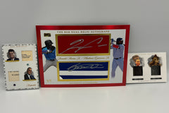 Autographs such as Ronald Acuna and Vladimir Guerrero Jr Dual.  As well as historical relics that are one of a kind!