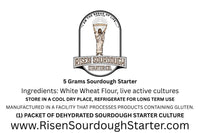 A visual of Risen Sourdough Starter's Co.'s label showing the ingredients and how to store, and what the product is!