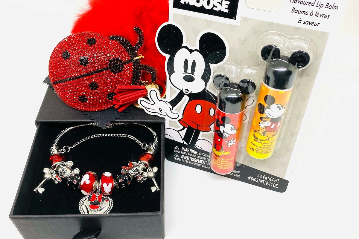 Vintage Mickey Mouse Charm Bracelet Gift Set