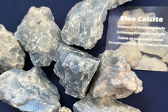 Blue Calcite
Rebalances the emotional body
Enhances perception of life
Calms an overactive mind
Strengthens Throat and Third Eye Chakras   