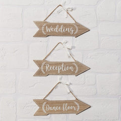 Set of 3 Wooden Wedding Signs