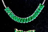 Emerald Green Gemstone Tennis Slider Bracelet & Ring Set, 2 karats