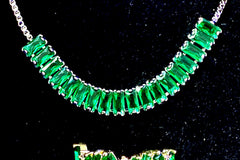 Emerald Green Gemstone Tennis Slider Bracelet & Ring Set, 2 karats
