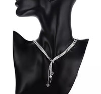 LOVE 925 Sterling Silver Lariat Layered Necklace