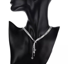 LOVE 925 Sterling Silver Lariat Layered Necklace