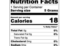 This is an example of our Nutrition facts for Risen Sourdough Starter Co.'s starters for 5grams of sourdough starter!