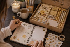 Lifestyle Journaling Photo

Happy Mail Stationery Club lifestyle photo showing a customer journaling with themed stationery beside a coffee 