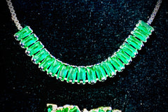 Emerald Green Gemstone Tennis Slider Bracelet & Ring Set, 2 karats
