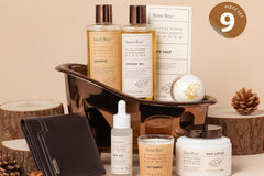 a boat full of mens products from a popular spa company. The image contains showe gels and other skin and spa products