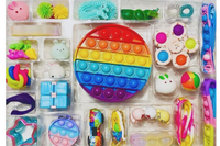 Fidget Toy Advent Calendar Mochis, bubble pop its, infinity cubes, spring fidgets, keychain toys, squish balls, puzzle fidgets