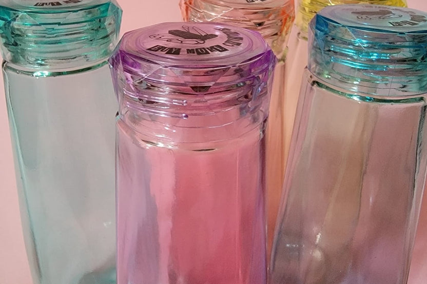 Beetlejuice inspired "Buy More Crystals" Glass Water Bottle - New Discounted Price!