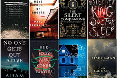 Eight different book titles from different authors. All of them are in the horror or thriller genre.