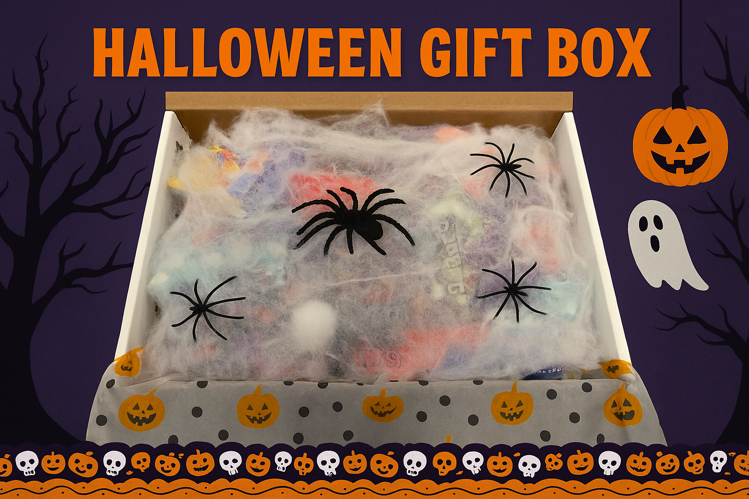Halloween Gift Box for Kids - Halloween Candy Box & Snack Basket. Halloween Gift Idea for Grandkids Spooky Snacks