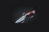 10 inch patented handmade Damascus Damascus hunting knife with leather sheath, ideal for skinning, camping, outdoors and more activities.