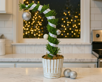 Lemon Cypress Tip Over Tree in Gold Wash Metal Tin