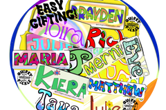 Example of many different personalized names on sticker designs that went out to actual penpal club subscribers