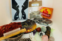 Example of a November 2024 Subscription Box. Every Box Comes with a Tarot Or Oracle deck Along with 5 Metaphysical Mystery Gifts