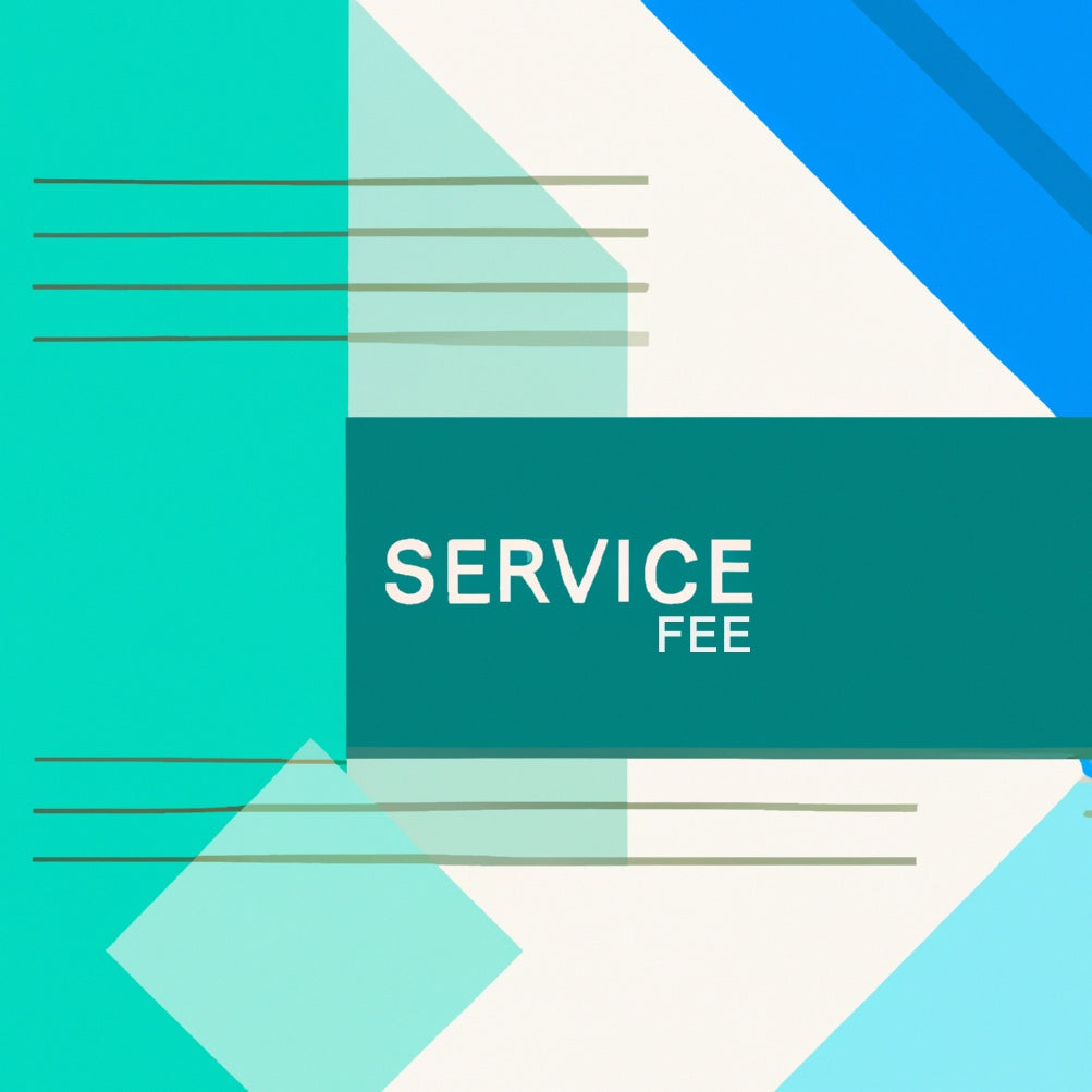 A blue and green background with the words Cratejoy Service Fee.