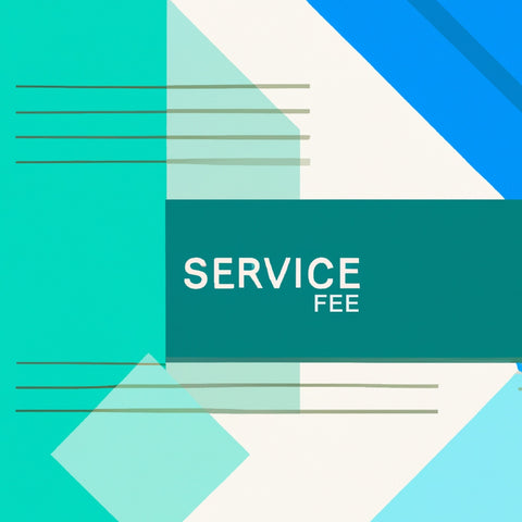 A blue and green background with the words Cratejoy Service Fee.