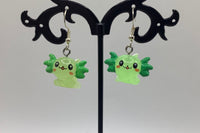 Green Axolotl Earrings