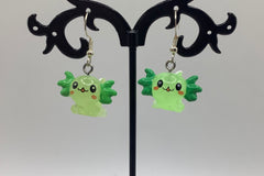 Green Axolotl Earrings
