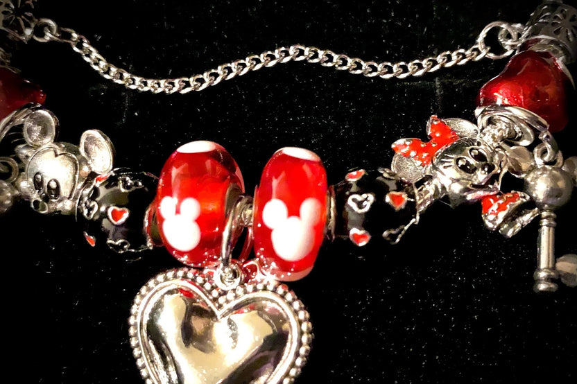 Vintage Mickey Mouse Charm Bracelet Gift Set