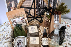 SugarMuses November 2024 "Boundary Magick" box. Items provided to prepare your home metaphysically for the upcoming seasonal celebrations.