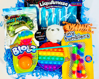 Fidget Box
• Liquamaze Squish
• OMG Mega Pop Mini
• Blobz
• Rainbow Pop It
• Woo Puff 
• Tiny Tumblers
• Pen Pop It OR Stretch Tiger