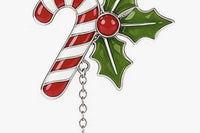 Candy Cane & Holly Berry Pendant Necklace