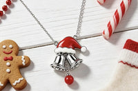 Silver Bells Santa Hat Pendant Necklace