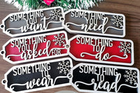 Stocking or gift tags for children or adults. Painted and assembled, these ornaments made gift giving special!