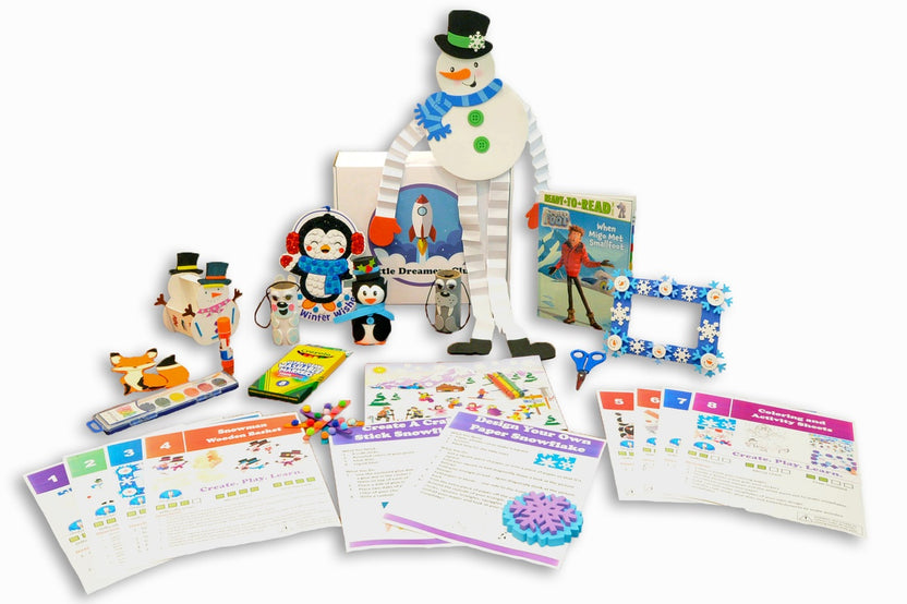 Contents of winter craft box, ages 6-8