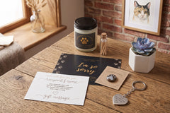 Cat Memorial Gift Box - Pet Loss Sympathy Care Package with Live Succulent & Candle